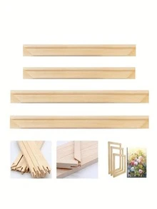 Marco de madera DIY de 30x40 cm, 40x60 cm, 50x70 cm, adecuado para lienzo, pintura al óleo, arte de pared, pintura de diamantes, tiras de madera con ensamble de espiga y mortaja, pinceladas gruesas, lienzo estirado, práctica, marco interior de madera, decoración del hogar para sala de estar y dormitorio, regalo, cumpleaños, graduación - Multicolor - Ver 3