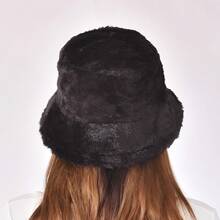 1pc Solid Color Casual Polyester Fleece Lightweight Breathable Elegant Bucket Hat, Suitable For Autumn/Winter Outdoor Activities