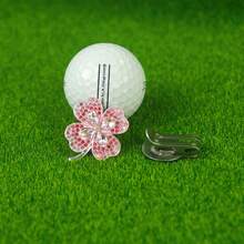 Marcador de bola de golf con trébol de cuatro hojas brillante - Clip magnético para gorra y marcador de bola, accesorio de golf fácil de usar para marcar la posición de la bola, regalo perfecto para golfistas - Trébol de diamantes - Ver 6