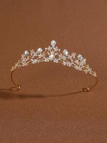 1 件碎花休闲锌合金镶钻新娘皇冠头饰，适合女性和花童，可作头饰、婚礼、伴娘礼物、发饰、派对造型、生日、锐舞派对配饰、节日装扮等。