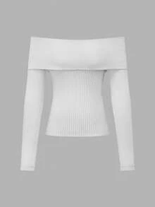 Elegante suéter de punto blanco con hombros descubiertos, jersey de cuello alto de manga larga para mujer, adecuado para vacaciones, bodas, oficina, uso diario, otoño/invierno