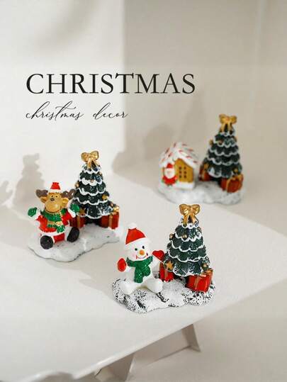 1pc Mini Christmas Scene Art Decoration With Snow Details And Festive Elements - Cozy Holiday Home Decoration Suitable For Christmas Enthusiasts' Living Rooms, Holiday Party Settings, Conveying The Aesthetic Of Christmas Atmosphere, A Warm Gift For Christmas, Family Gatherings, And Holiday Gifting, Home Christmas Decoration, Holiday Ornament