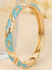 1 pieza Brazalete estilo vintage chapado en oro con esmalte, brazalete dorado, accesorio de joyería para mujeres y niñas, adecuado para la Gala Met, festivales de música, fiestas de lujo, regalo de coleccionista de lujo