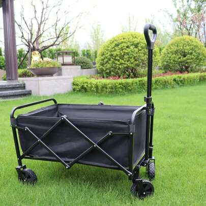 Folding Wagon Cart Collapsible Outdoor Utility Wagon With Adjustable Handle For Camping Shopping
