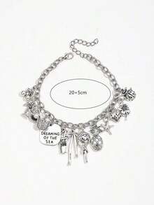 1pc Personalized Letter, Heart, Charm Bracelet Women Valentines DS3M - 古董銀 2 - 查看 2