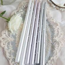 2pcs/Box Pearl Candles, Suitable For Party Decoration, Holiday Decoration, Home Decoration, Romantic Candlelight Dinner, Birthday Candles And More - Silver - View 5