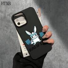 Fundas y carcasas protectoras con diseño de conejo levantador de pesas y orificios grandes, compatibles con los modelos phone 16 Pro Max, 16, 15 Pro, 14, 14 Plus/14 Pro Max, 13, 13 Pro, 12 Pro y 11/11 Pro. Regalos para cumpleaños y fiestas - Negro - Ver 6