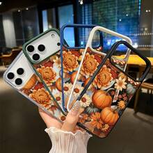 Funda de teléfono anti-caída, ultra delgada, transparente y colorida, compatible con iPhone 17 Pro Max, 16, 16e, 15 Plus, 14, 13, 12, 11, XS Max, XR, con diseño de flores de otoño, resistente a los arañazos y no amarillento, de alta calidad y material duradero, como regalo para usuarios de smartphone - Azul - Ver 3