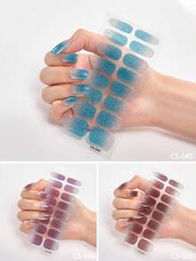 48/96/128/192片装多巴胺美甲贴纸套装，包含粉色、黑色、白色、红色、蓝色、绿色等多种颜色，闪光美甲贴纸，DIY全套美甲贴纸，按压式美甲贴纸，渐变闪光美甲贴纸，持久耐用，适合日常、圣诞节、新年、派对等场合，快速轻松地打造美丽惊艳的美甲造型。（注意：本产品不适用于UV固化） - 彩色 - 查看 29