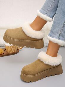 1 Pair Thick Sole Thermal Lined Warm Snow Boots For Teens, Suitable For Indoor And Outdoor Wear, Anti-Slip, Casual, Autumn/Winter