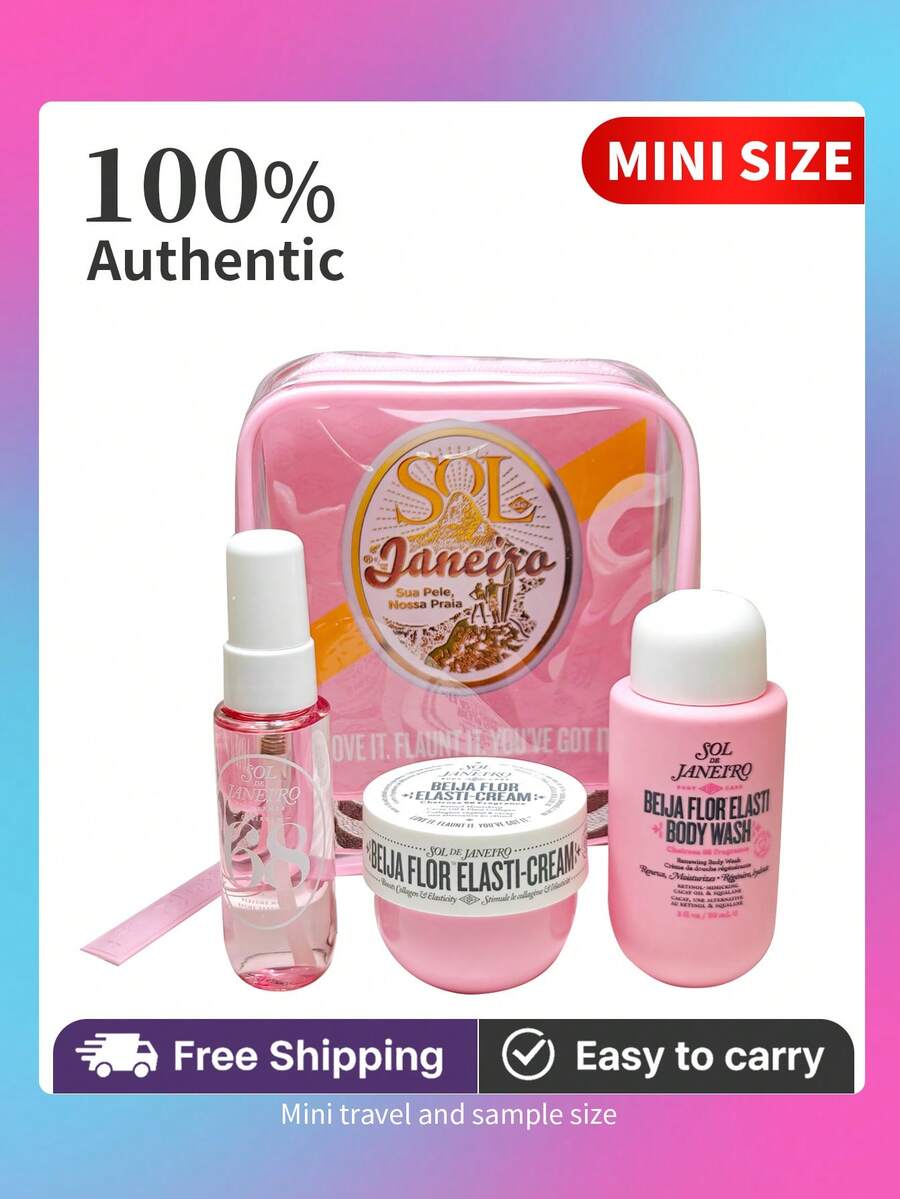 Sol Body Care Travel Set-Beija Flor Renewing Body Wash (90ml) -Beija Flor Elasti-Cream (50ml) - Cheirosa 68 Beija Flor Perfume Mist (30ml) -Travel-Ready - 68粉紅(皮膚砰砰彈) - 查看 1