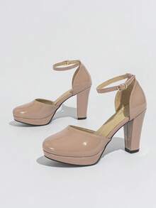 Sandalias de tacón alto para mujer, tacones gruesos de plataforma, tacones altos rosas, elegantes, de moda, adecuados para citas y vacaciones