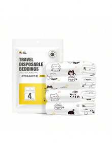 Zestaw jednorazowej pościeli podróżnej, przenośny zestaw pościeli podróżnej do hotelu, 1 prześcieradło + 1 poszwa na kołdrę + 1/2 poszewki na poduszkę, prześcieradła podróżne, trzy/cztery elementy, artykuły hotelowe, niezbędne w podróży - Wielokolorowe - Zobacz 9