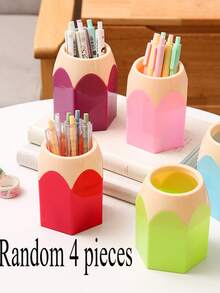 5 Pencil-Shaped Pen Holders, A Cute Pencil Storage And Organization Rack For Desktops, Colorful Pencil Holders, Creative Cartoon Stationery Racks, And Desktop Decorations For School Classrooms And Home Offices Office Desk Accessories Desk Accessories Office Supplies Office Accessories - Purple - View 11