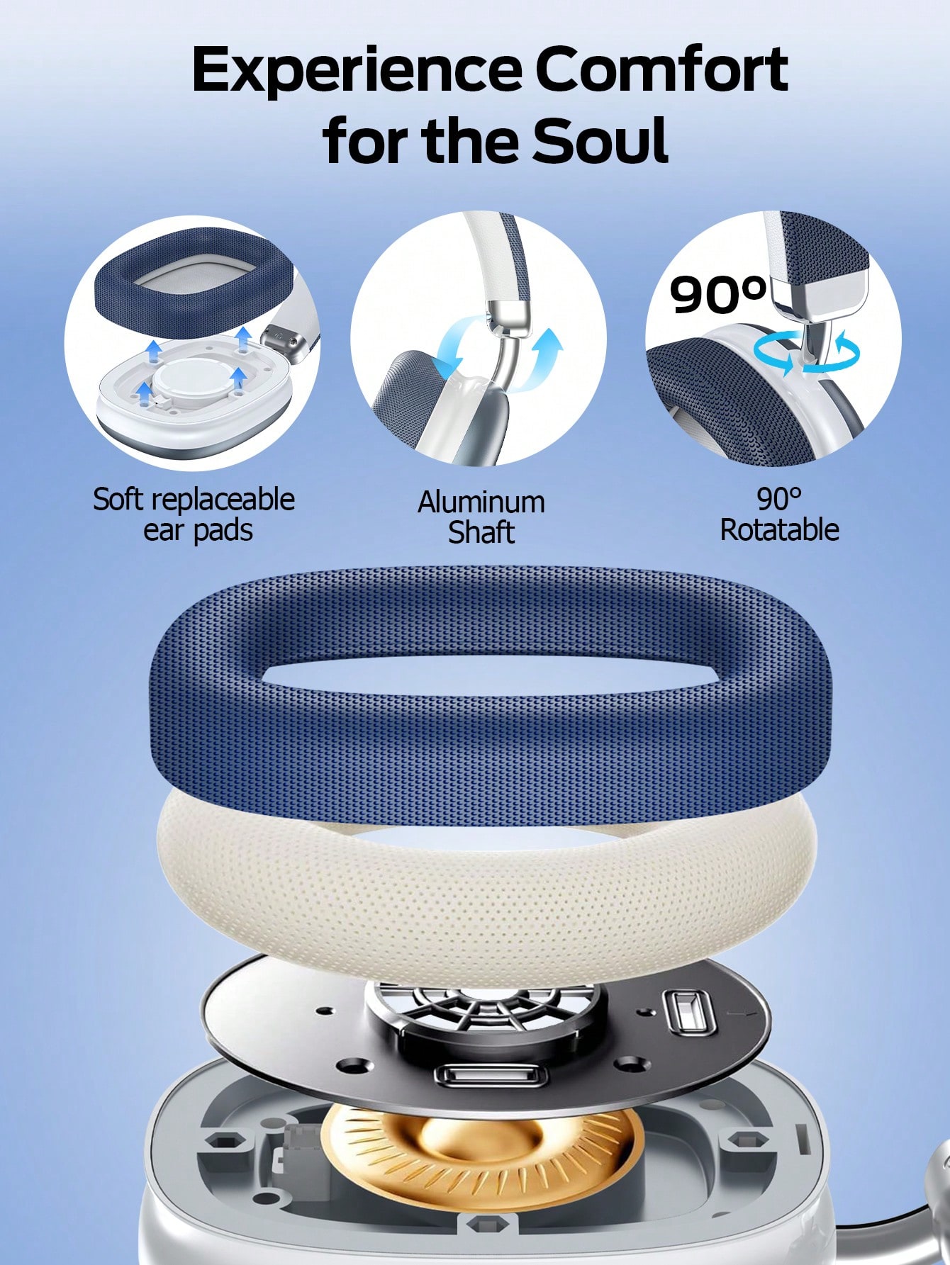 Tagry سماعة رأس بلوتوث، سماعة رأس لاسلكية قابلة لل...