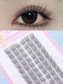 Easy Charm 60pcs Self-Adhesive False Eyelashes Set - C Curl, 10mm Flared Design, Natural Criss-Cross Style, Suitable For Beginners Reusable