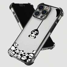 1 パンダ柄の電気メッキ透明な四隅アンチドロップスマートフォンケース、TPUモバイルフォン保護するカバー、Apple 16/15/14/13/12/11/XS/XR/X/7/8/Plus/Pro/Maxに適しており、Galaxy A03/A04/A05/A15/A25/A35/A53/A54/A55/S23/S24/S25と互換性があります。 - ブラック - チェックする 5