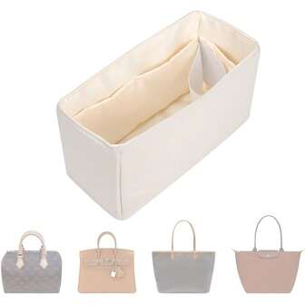 Purse Organizer Insert,Silk Bag Organizer With 6 Sizes,Silky Smooth,Handbag Shaper For ,Birkin 20/25,Speedy 30/42, And More(Mini,Craie)