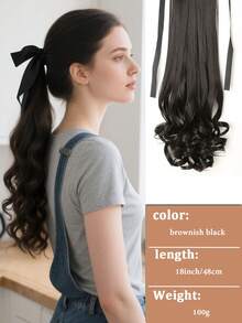 14in/18in/22in Synthetic Fiber Drawstring Ponytail Clip-On Wig, Suitable For Women To Wear On Christmas And Halloween - Coffee Brown - View 15