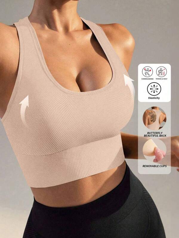 Yefecy Hochwertige Sport-BHs für Damen, nahtlose gepolsterte Rückenträger Sport-BHs für Yoga, Gym, Laufen und Training