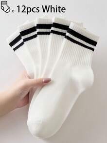 40只/30只/24只装男女通用舒适运动袜，男士长袜适合运动和训练，女士长袜适合休闲和商务穿着，抗菌、柔软、黑白配色、防臭、吸湿排汗、轻便舒适，适合秋冬季节穿着，20只/10只/8只/6只/4只/2只装，秋季 - 彩色 - 查看 45