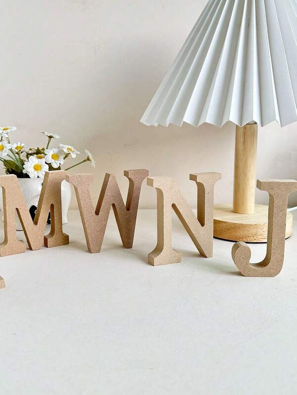 1pc Natural Wooden DIY English Alphabet Decorative Table Sign, Can Stand On Table, For Wedding, Party, Home Decoration Best Gifts Birthday Graduation