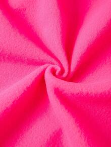 Customized Women Letter Graphic Drop Shoulder Sweatshirt & Sweatpants - Hot Pink - View 6