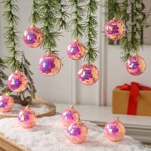 12 piezas Juego de adornos de bolas de Navidad, decoraciones colgantes para el árbol de Navidad brillantes, bolas de adorno de colores, decoraciones colgantes con forma de corazón, adecuadas para Navidad, Halloween, bodas, San Valentín y Año Nuevo, ideales para decoración de fiestas en el hogar y regalos de celebración, decoraciones navideñas, decoración de escenas navideñas, decoraciones navideñas para el hogar, regalos de Navidad, decoración navideña - Multicolor - Ver 3