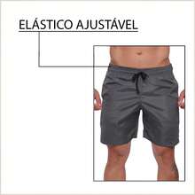 Bolso  Cordão  Nó    Short Praia Masculino Bermuda Tactel Verão Academia Praia Casual Tendencias - Azul petróleo - Visão 8