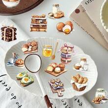 50 Reusable Self-Adhesive 2D Transparent Baking Cartoon Stickers - Colorful Mixed Colors, Irregular Shapes, Suitable For DIY Skateboards, Suitcases, Helmets, Water Bottles, Plastic Surfaces - Kitchen Theme Decorative Stickers