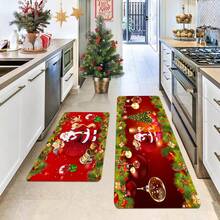 1/2/3 pezzi Tappetino da cucina natalizio di Babbo Natale rosso rinforzato, spesso 1,2 cm, imbottito, antifatica, decorazione natalizia per la casa, tappeto natalizio per la cucina