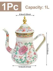 1pc 1L Enamel Kettle, Thick With Filter Spout, Scandinavian Style Retro Gold-Plated Craft, Multifunctional, Heat-Resistant, Durable Material, Suitable For Gas & Electric Stoves, Boiling Tea/Coffee, Can Be Used For Oil/Vinegar/Water, Suitable For Home, Restaurant, Outdoor Camping Coffee & Tea Brewing