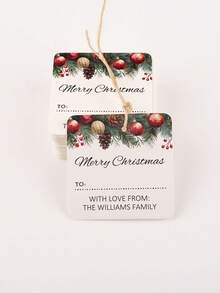 10/20/50张定制圣诞礼物标签，5厘米/6厘米方形牛皮纸卡片，可定制文字，花环图案，花卉图案，服装礼品卡，适用于节日礼物装饰标签、鲜花装饰标签、瓶子装饰标签、甜点包装装饰标签，也适用于节日礼物、节日装饰、送给孩子、女儿、父亲、母亲、祖父母、家人和情侣的礼物。 - 白色 - 查看 6