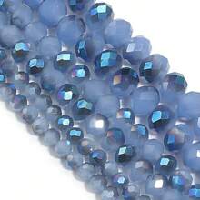 1 件 4 毫米/6 毫米/8 毫米半镀蓝色刻面玻璃水晶珠，时尚经典彩色珠子，适合制作圣诞珠宝、DIY 耳环/手链/脚链/项链、圣诞树/节日/婚礼/窗户/包袋装饰 - 半電鍍藍色 - 查看 5
