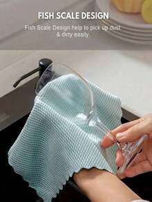 20pcs/Pack Magic Cleaning Cloths, Fish Scale Glass Cleaning Cloths, Streak-Free Glass Cleaning Cloths, Absorbent And Non-Shedding, Suitable For Kitchen, Automotive, Bathroom, Multi-Purpose Cleaning Rags, Essential Household Cleaning Supplies (Available In 1/5/10/20pcs) - Multicolor - View 8