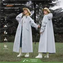 1 قطعة معطف مطر طويل من قماش أكسفورد مقاوم للماء، بتصميم يناسب الجنسين، مزود بعاكسات للرياح، مناسب للتنزه والتخييم والتسلق والدراجات الهوائية للاستخدام في الأماكن المفتوحة، متوفر بألوان متعددة