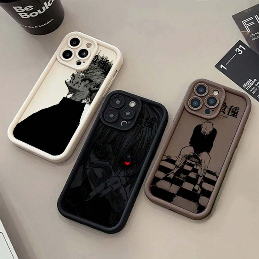 Custodia per telefono Kaneki Ken per Apple 15, 14, 13, 12, 11, XS, XR, X, 8, 7, Pro, Max, Plus, morbida, con guida per gli occhi - JA10204LBK - Visualizzare 1
