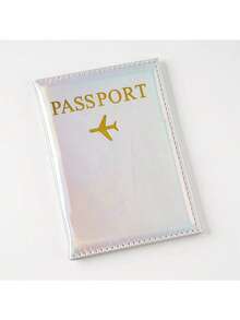 1pc Customized Initial And Name Personalized Passport Holder, Customized Gold Letter Rainbow Color Laser Leather Passport Cover, Customized Leather Passport Wallet, Unique Travel Set Gift For Lovers And Friends, Unisex Couple Passport Holder, Ticket Wallet, Multi-Function Letter Design