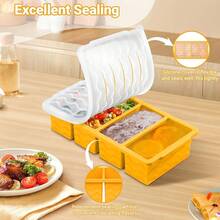Silicone Freezer Molds For Soup With Lid – 1-Cup Soup Container Style Ice Cube Trays For Freezer, Meal Prep & Food Storage, Freeze 250mL/125mL Portions – 4 Pack - Màu vàng - Xem 6