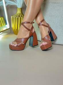 Women's Elegant Napa Platform Sandal - 駝色 - 查看 1