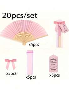 Set de 3/15/30 piezas, Abanico plegable de madera rosa con bolsa de regalo y tarjeta de agradecimiento, Tarjetas de agradecimiento, Abanico plegable de bambú para novia, Decoraciones para fiesta individual, boda y despedida de soltera, Regalos para damas de honor y decoraciones de boda, Regalos de boda perfectos, Decoración de boda, Muy adecuado para fiestas y eventos, Accesorios de verano perfectos, Abanico plegable para mujer