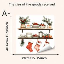 1 pieza Elementos de Navidad y patrón de regalo en acuarela, Pegatina autoadhesiva de PVC, Estilo romántico de invierno, Crea un ambiente cálido navideño, Adecuado para decoración de pared en sala de estar, dormitorio, comedor, Pegatinas de pared, Decoración del hogar, Decoraciones navideñas