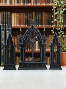 3件套哥特式黑色窗拱装饰，复古教堂风格书架摆件，书柜装饰，恐怖鬼屋美学家居装饰，城堡窗户装饰，适用于客厅、卧室、办公室 - 彩色 - 查看 3