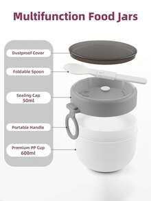 Lunch Box, Breakfast Cup, Oatmeal Cup, Yogurt Cup, Porridge Pot, Bento Box, Portable, With Lid, Spoon And Silicone Handle, Food Container, Sealed Food Storage Cup, Lunch Box Bag, Lunch Bag, Suitable For Office Workers, Students, Families, Offices, Travel, Back To School, Outdoor Camping Picnic
