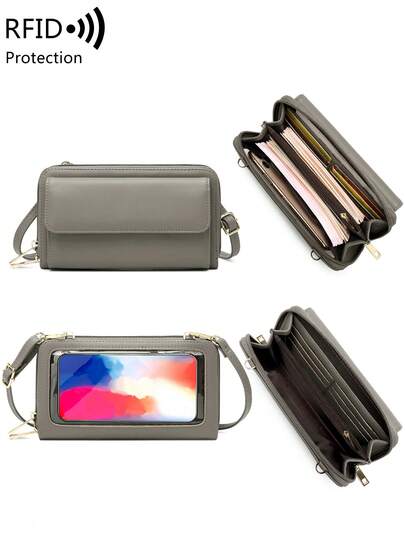 MIYIN 大容量触屏手机包，双拉链设计，RFID 防盗刷长款钱包，可斜挎，也可作单肩包、手提包、手机壳使用，轻便时尚，商务百搭，可装信用卡、现金、身份证等，适合商务、休闲场合，教师节礼物之选