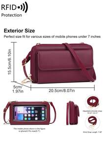 MIYIN Double Zipper Large Capacity Touch Screen Mobile Phone Bag RFID Blocking Long Wallet Crossbody Mobile Phone Bag Side Backpack Mobile Phone Portable Handbag Wallet Crossbody Clutch Mobile Phone Case Lightweight Modern Business Credit Card ID Card Cash Mobile Phone Wallet Business Casual Teacher's Day Teacher Gift Work Business