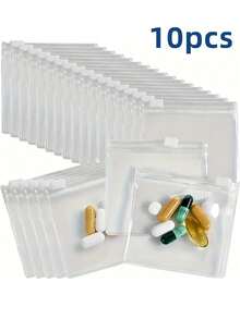 10/20/50 piezas Bolsas de cremallera de plástico transparente, adecuadas para señuelos, ganchos de cabeza de plomo, accesorios, cuentas, piezas pequeñas, anillos, pendientes, collares, manualidades y artículos pequeños - Bolsas de almacenamiento autosellantes multifuncionales, perfectas para viajes, organizador de almacenamiento de medicamentos, caja de almacenamiento de medicamentos, organizador de pastillero, caja de joyas/joyería, caja de regalo, organizador de pendientes. Navidad
