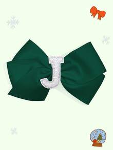 1pc 5-Inch 26pcs A-Z Pearl Letter Personalized Hair Clip For Girls, Ponytail Holder, Suitable For Holiday Party, School Graduation, First Day Of School, Classroom - Dark Green - View 34