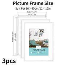 1/3pcs, 30x40cm/A4/A3 Wooden Photo Frame, White Solid Wood Frame, Memory Collage Frame, Simple White, Wooden Texture, Home Wall Decor Frame, Art Work Display Frame, Poster Frame, Classic Frame - White - View 12