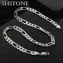 Classic Cuban Chain Men Necklace Width 2/4/6/8/10/12 MM 925 Sterling Silver Necklace Hip Hop Punk Thick Chain 40-75cm Necklace For Men Women Jewelry